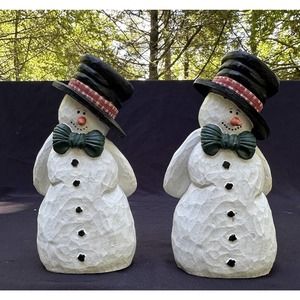2 Vintage C M I 1997 The Snowmen Ornaments Wood Sculpture Design -S16